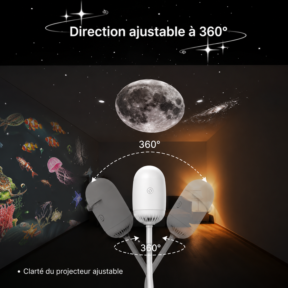 Projecteur Ciel Étoilé LED galactiques, veilleuse, lumière d'ambiance pour la maison, décoration de chambre et de voiture, cadeau pour enfants